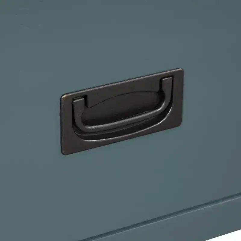 Console de ferme en bois de 36 po avec 4 tiroirs et 1 étagère de rangement pour entrée et salon, bleue