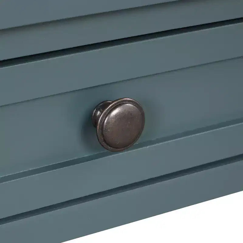 Console de ferme en bois de 36 po avec 4 tiroirs et 1 étagère de rangement pour entrée et salon, bleue