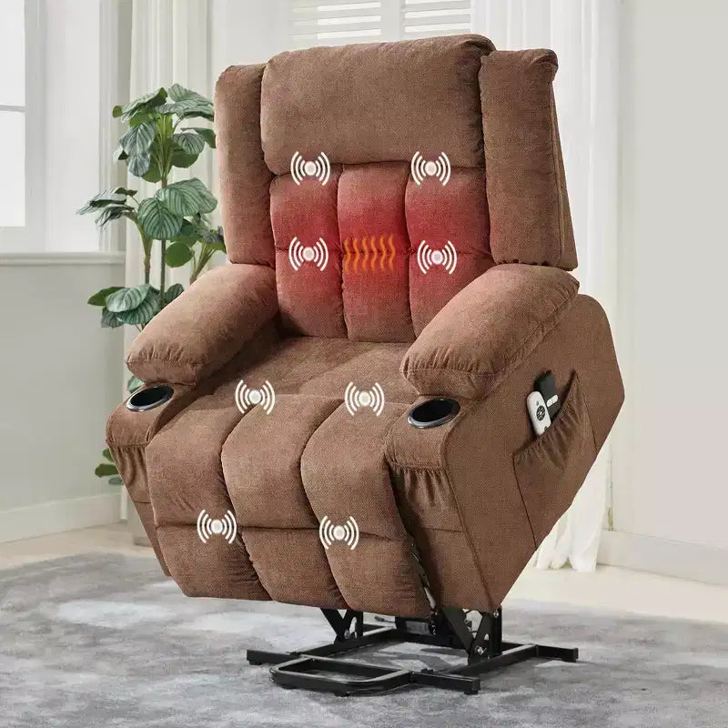 Grand fauteuil inclinable électrique avec chauffage et massage, fauteuil inclinable en tissu surdimensionné pour salon avec position infinie