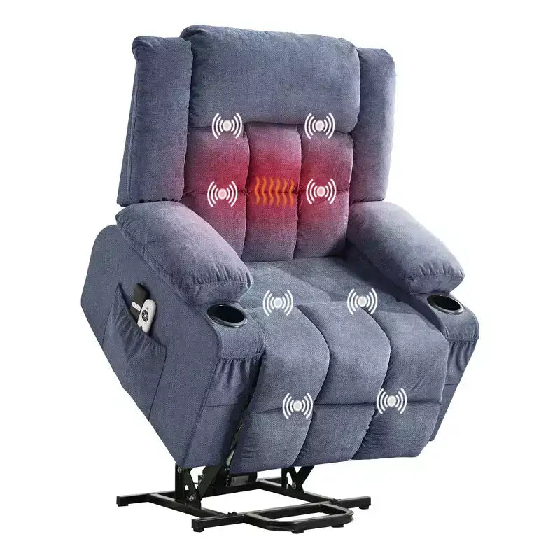 GustoWave Large Power Lift Recliner Chair for Adult w/Heat and Massage Oversized Fabric Recliner for Living Room with Infinite Position