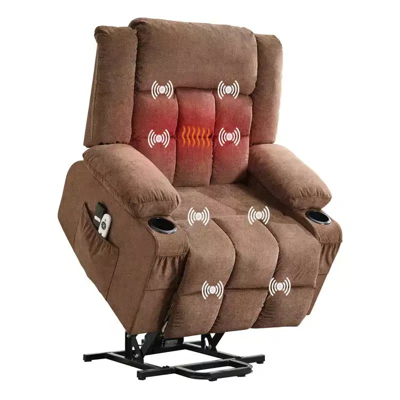 Grand fauteuil inclinable électrique avec chauffage et massage, fauteuil inclinable en tissu surdimensionné pour salon avec position infinie