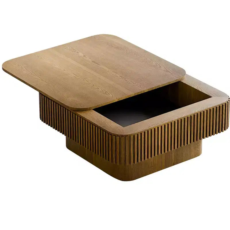Table basse carrée moderne en bois avec couvercle à charnière