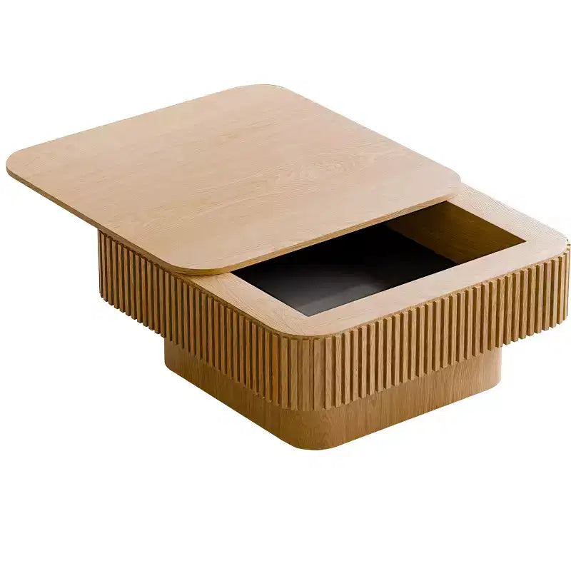 Table basse carrée moderne en bois avec couvercle à charnière