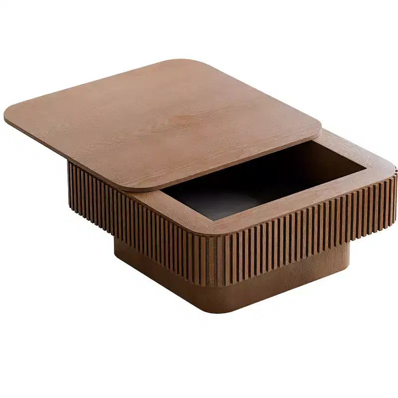 Table basse carrée moderne en bois avec couvercle à charnière