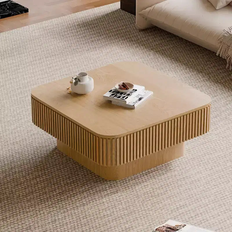 Table basse carrée moderne en bois avec couvercle à charnière