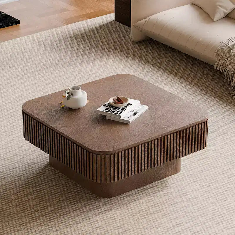 Table basse carrée moderne en bois avec couvercle à charnière