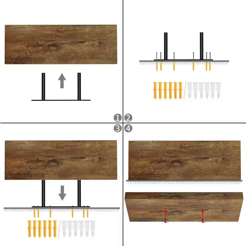 Étagères flottantes murales, 40 cm de large, en bois rustique, décoratives, rangement mural invisible, à fixer au mur, marron