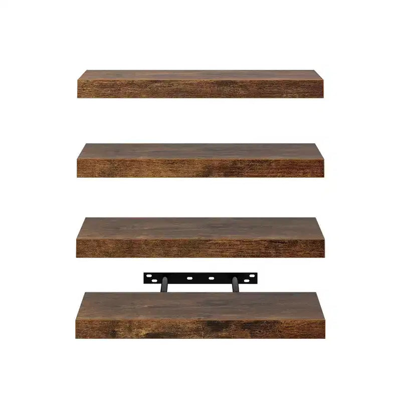 Étagères flottantes murales, 40 cm de large, en bois rustique, décoratives, rangement mural invisible, à fixer au mur, marron