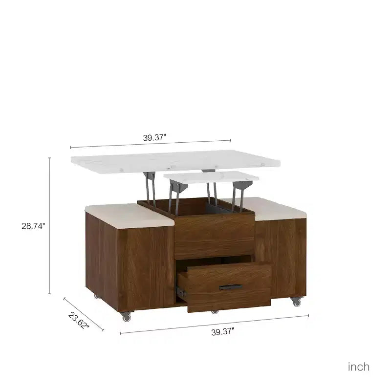 Table basse relevable en bois moderne