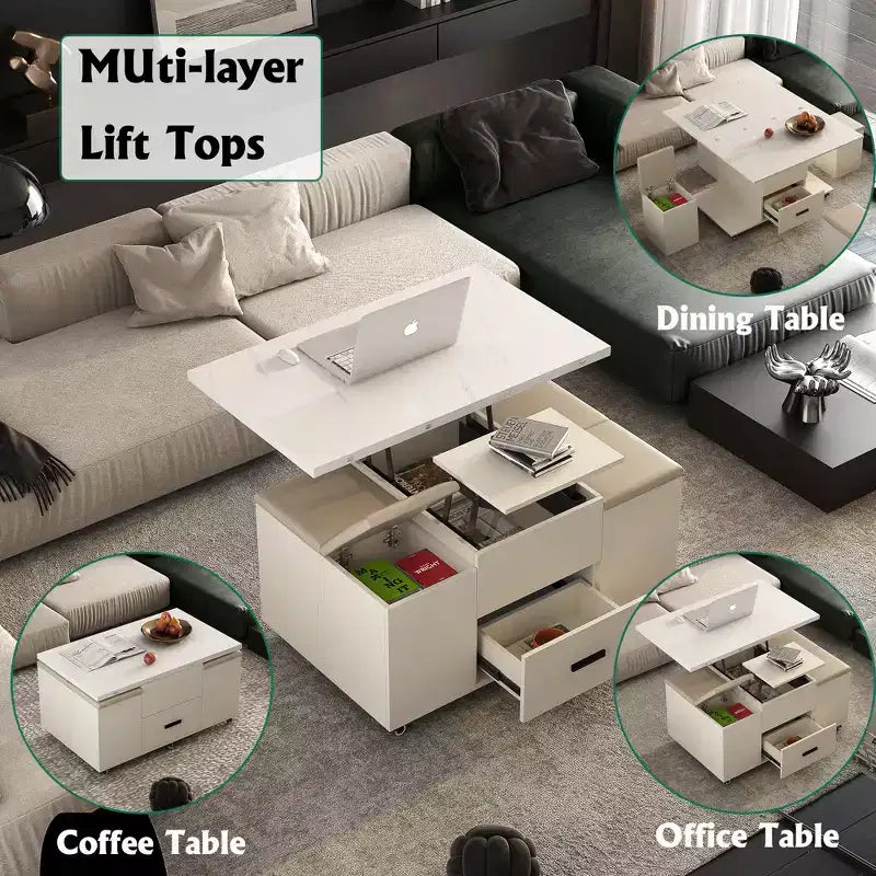 Table basse relevable en bois moderne