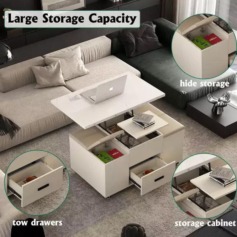 Table basse relevable en bois moderne