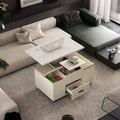 GDFStudio Annecy Modern Wood Lift-Top Coffee Table with 4 Stools and Hidden Storage