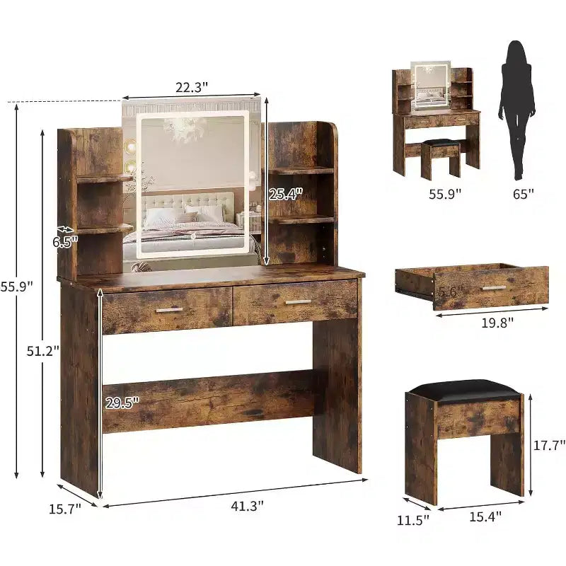 Coiffeuse avec lumière et miroir