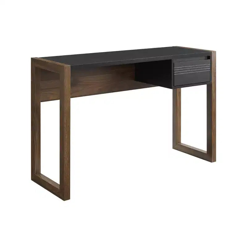 Bureau moderne bicolore en bois avec tiroirs cannelés