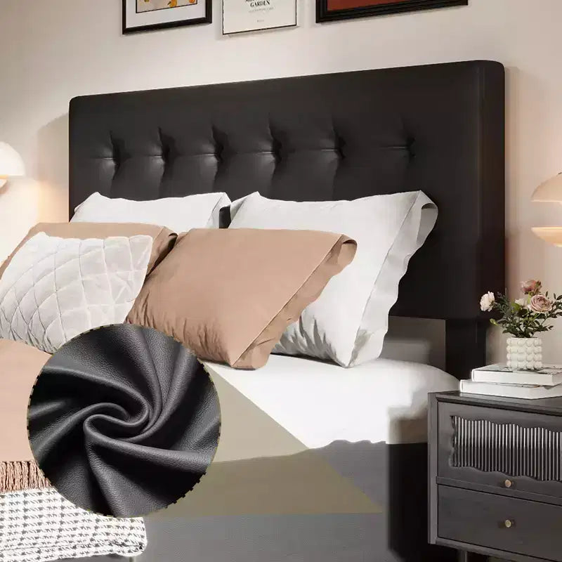 Lit avec tête de lit réglable et 4 tiroirs de rangement, design capitonné, support à lattes en bois, pas besoin de sommier tapissier
