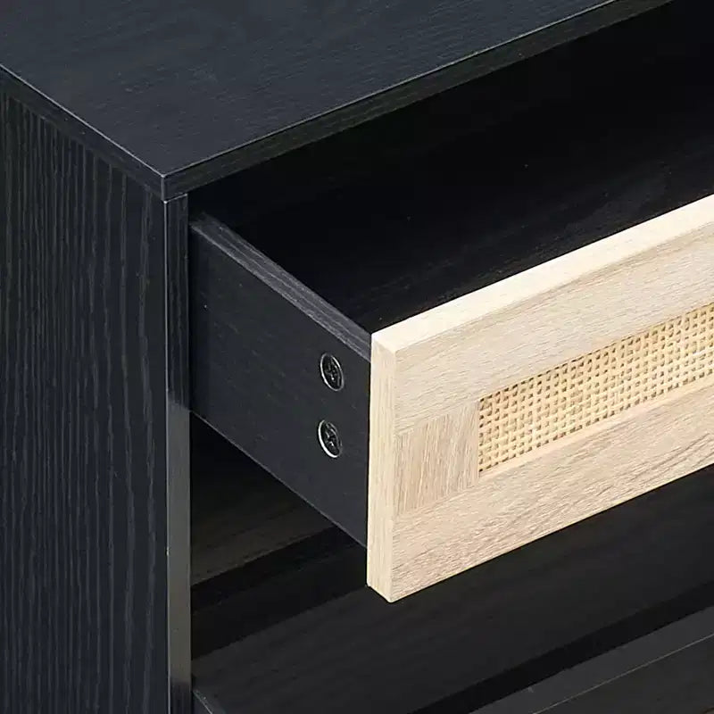 Meuble à chaussures avec étagère réglable et amovible 3 positions, organisateur de chaussures autoportant moderne, armoire à chaussures 2 portes basculantes avec tiroir Noir+Chêne