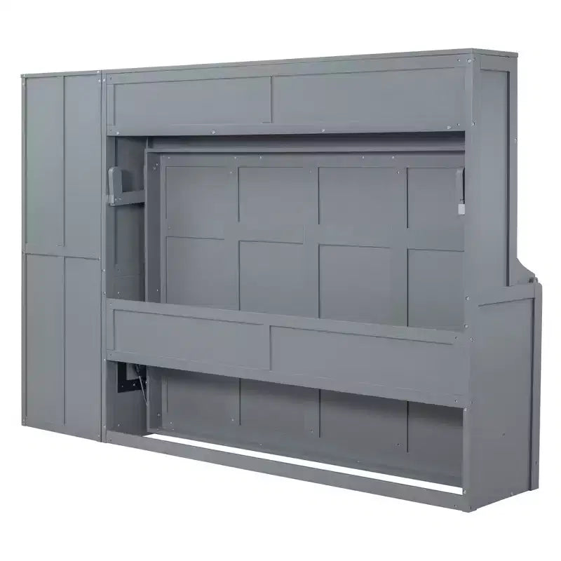 Lit escamotable Full/Queen avec armoire en bois et tiroirs, lit mural pliant pour chambre d'amis ou petite pièce