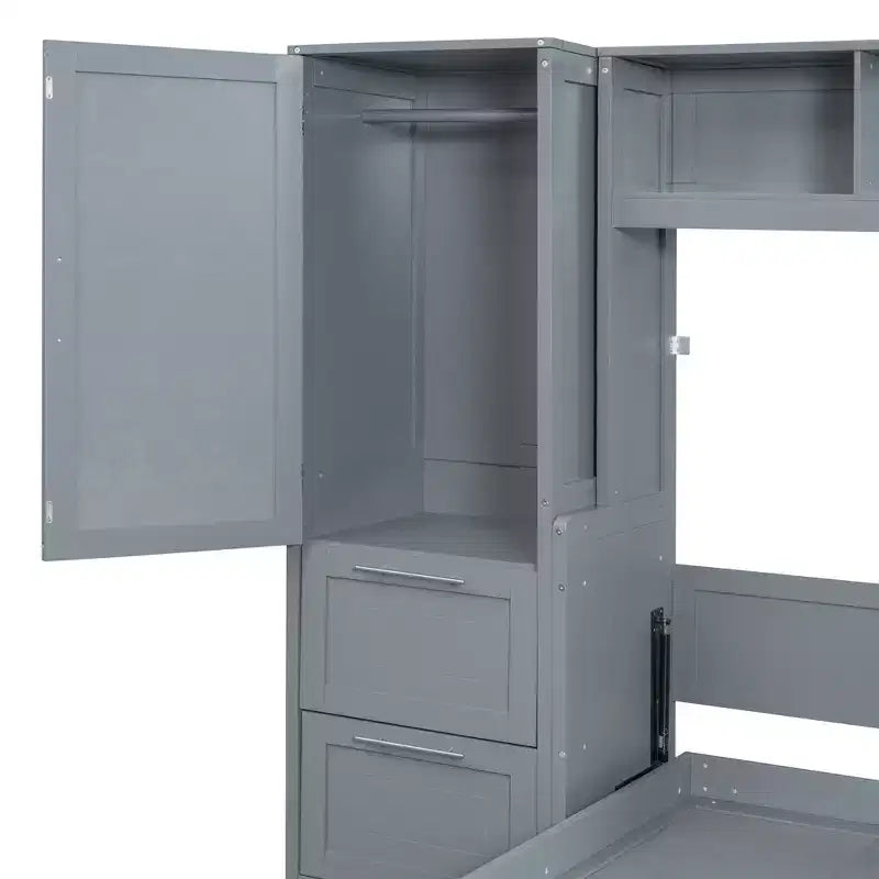 Lit escamotable Full/Queen avec armoire en bois et tiroirs, lit mural pliant pour chambre d'amis ou petite pièce