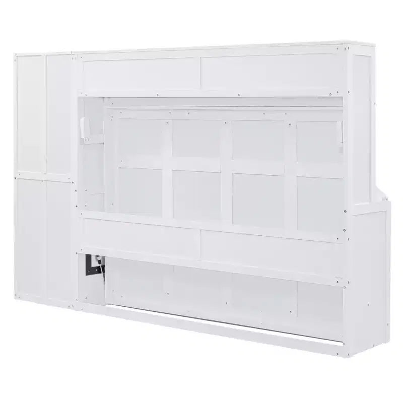 Lit escamotable Full/Queen avec armoire en bois et tiroirs, lit mural pliant pour chambre d'amis ou petite pièce