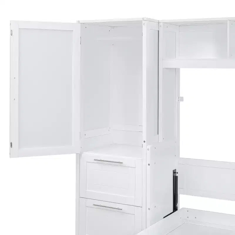 Lit escamotable Full/Queen avec armoire en bois et tiroirs, lit mural pliant pour chambre d'amis ou petite pièce
