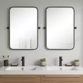 Lot de deux miroirs d'appoint de 81 cm à cadre en métal noir