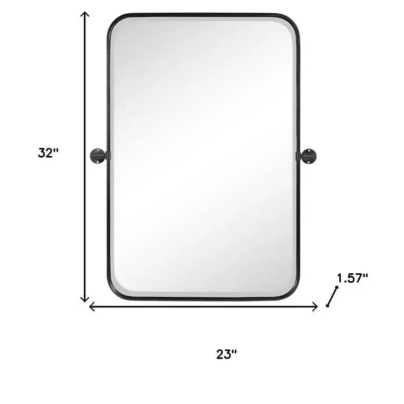 Lot de deux miroirs d'appoint de 81 cm à cadre en métal noir