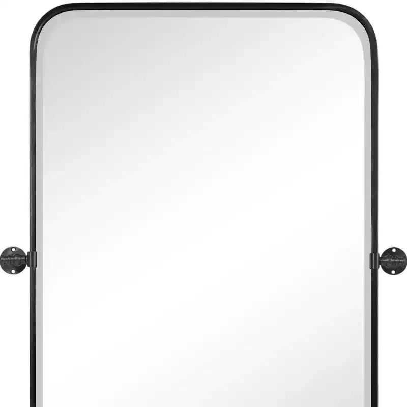 Lot de deux miroirs d'appoint de 81 cm à cadre en métal noir