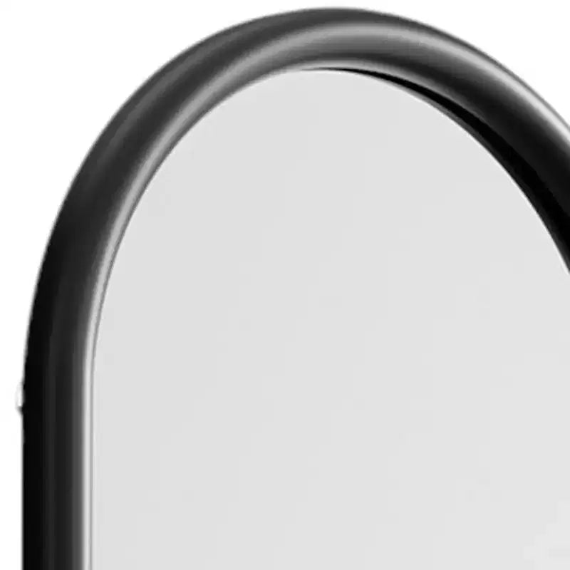 Miroir pleine longueur encadré en bois massif noir 64 po à échelle inclinable en arc