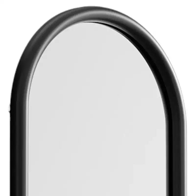 Miroir pleine longueur encadré en bois massif noir 64 po à échelle inclinable en arc