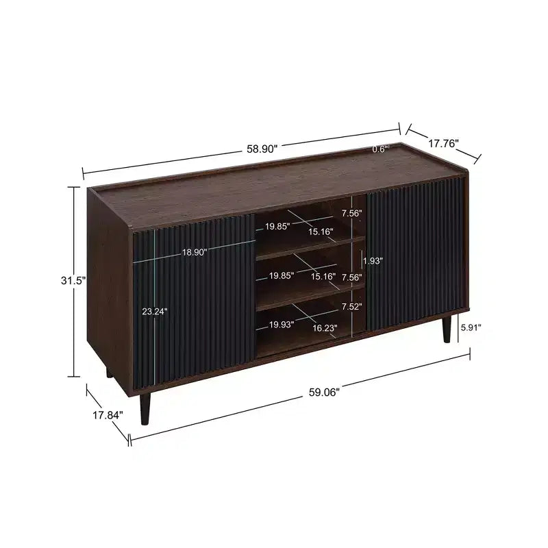 Buffet/Crédence moderne du milieu du siècle à 2 portes