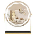 Round Vanity Mirror with Removable Storage Box Three Colors Dimmable 360Rotatable Suitable for Desktop Bedroom Easy Assembly Gold