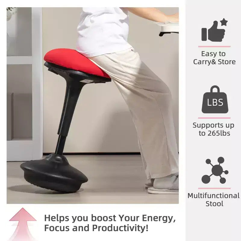Siège sans dossier oscillant avec hauteur réglable, tabouret ergonomique actif avec mouvement de balancement rembourré