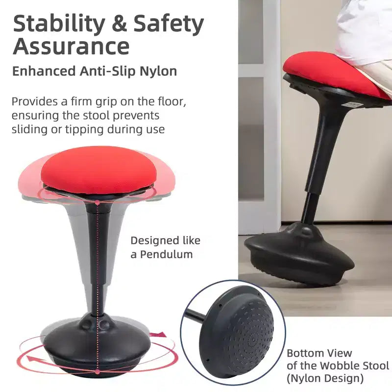 Siège sans dossier oscillant avec hauteur réglable, tabouret ergonomique actif avec mouvement de balancement rembourré