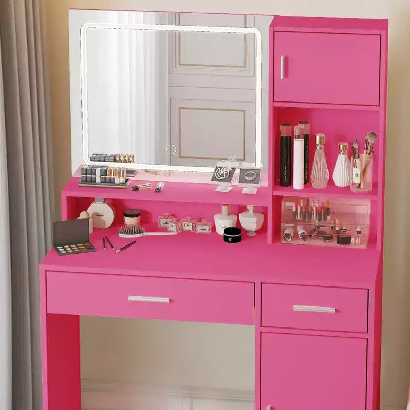 Coiffeuse avec grand miroir rectangulaire maquillage