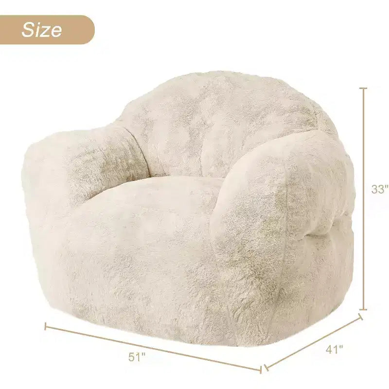 Pouf en fausse fourrure pour adultes et enfants, canapé rembourré de mousse haute densité avec accoudoirs pour salon, salle de jeux et dortoir