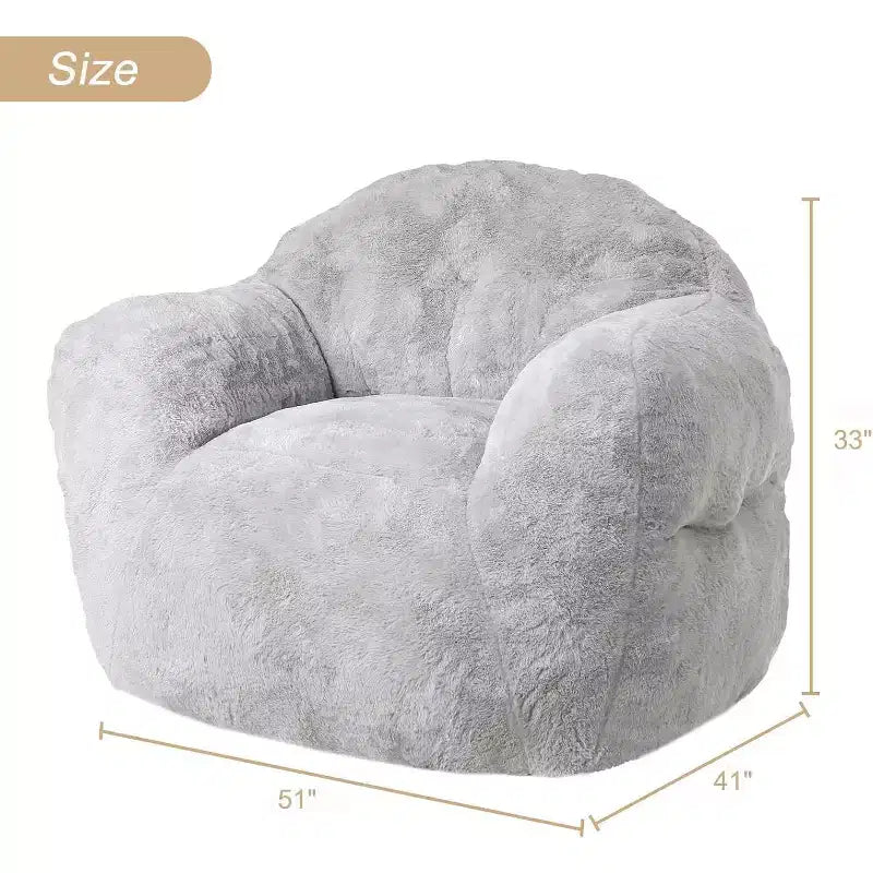 Pouf en fausse fourrure pour adultes et enfants, canapé rembourré de mousse haute densité avec accoudoirs pour salon, salle de jeux et dortoir