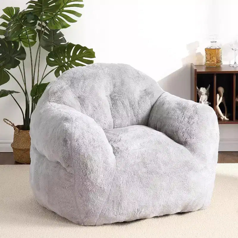 Pouf en fausse fourrure pour adultes et enfants, canapé rembourré de mousse haute densité avec accoudoirs pour salon, salle de jeux et dortoir
