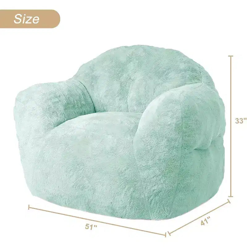 Pouf en fausse fourrure pour adultes et enfants, canapé rembourré de mousse haute densité avec accoudoirs pour salon, salle de jeux et dortoir