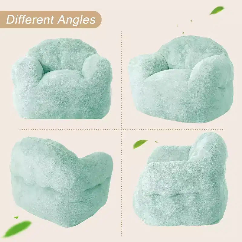Pouf en fausse fourrure pour adultes et enfants, canapé rembourré de mousse haute densité avec accoudoirs pour salon, salle de jeux et dortoir