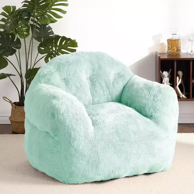 Pouf en fausse fourrure pour adultes et enfants, canapé rembourré de mousse haute densité avec accoudoirs pour salon, salle de jeux et dortoir