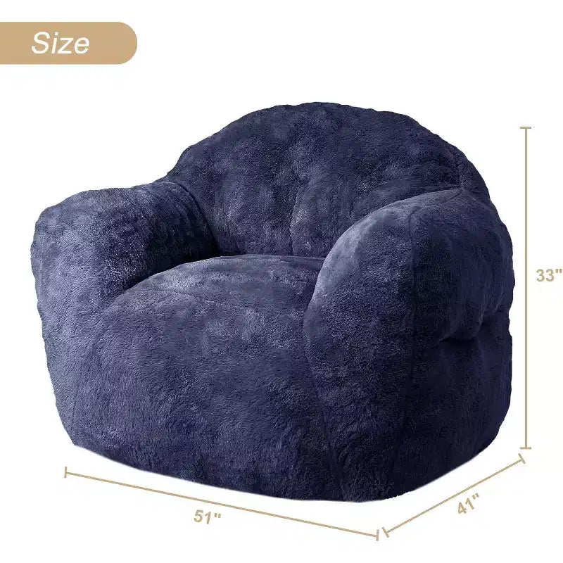 Pouf en fausse fourrure pour adultes et enfants, canapé rembourré de mousse haute densité avec accoudoirs pour salon, salle de jeux et dortoir