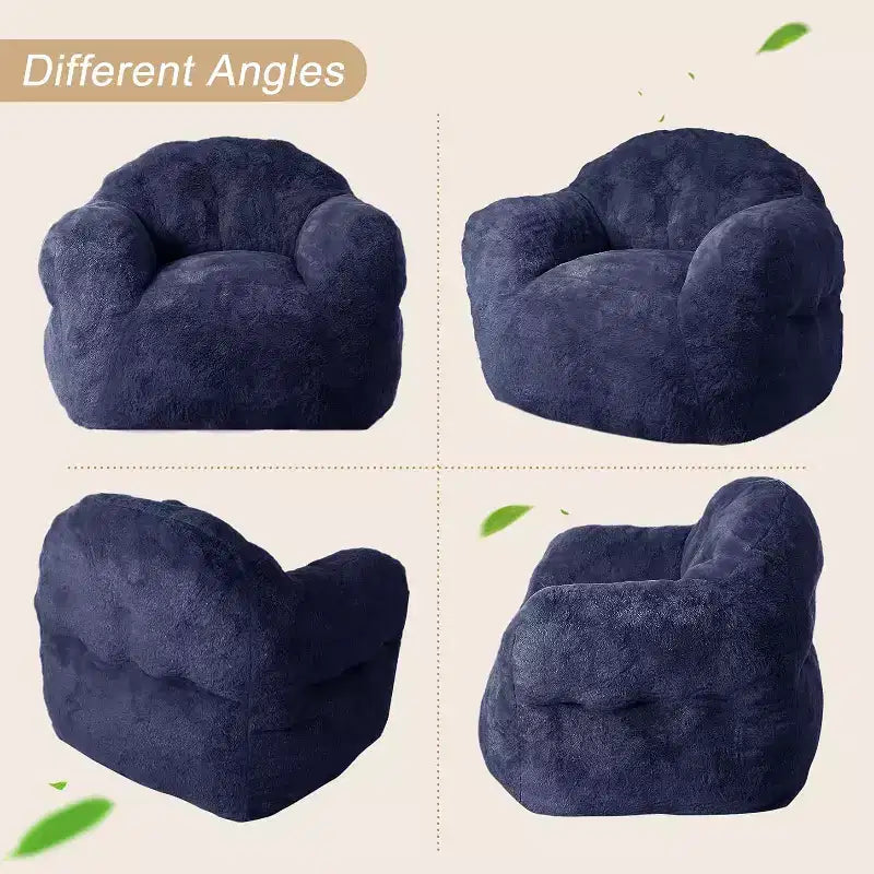Pouf en fausse fourrure pour adultes et enfants, canapé rembourré de mousse haute densité avec accoudoirs pour salon, salle de jeux et dortoir