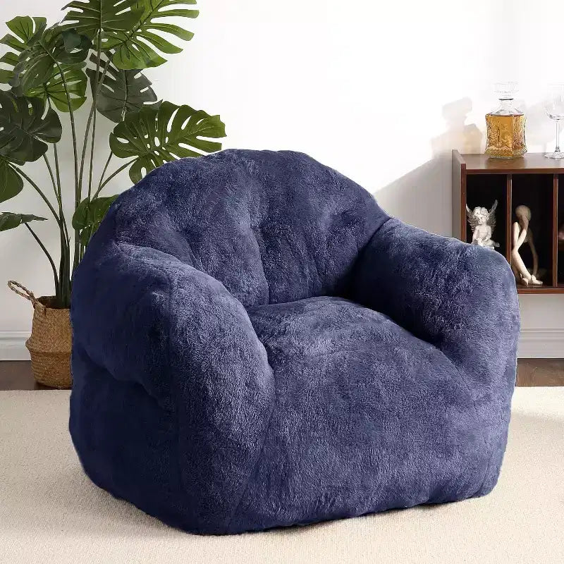 Pouf en fausse fourrure pour adultes et enfants, canapé rembourré de mousse haute densité avec accoudoirs pour salon, salle de jeux et dortoir