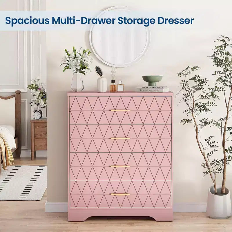 Commode à 4 tiroirs avec poignées dorées, petite commode de rangement pour chambre à coucher, salon, dressing