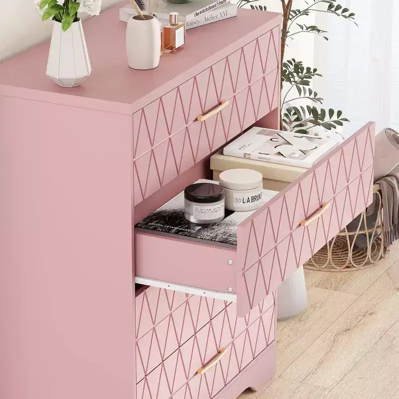Commode à 4 tiroirs avec poignées dorées, petite commode de rangement pour chambre à coucher, salon, dressing