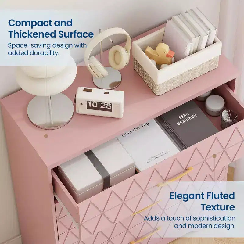 Commode à 4 tiroirs avec poignées dorées, petite commode de rangement pour chambre à coucher, salon, dressing