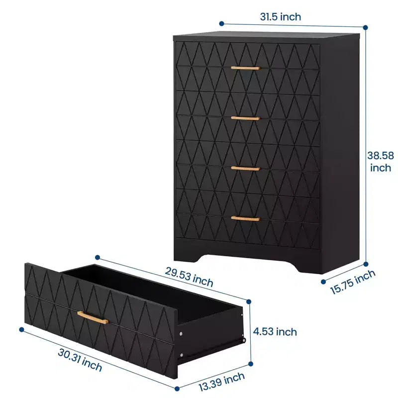 Commode à 4 tiroirs avec poignées dorées, petite commode de rangement pour chambre à coucher, salon, dressing