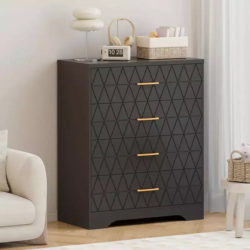 Commode à 4 tiroirs avec poignées dorées, petite commode de rangement pour chambre à coucher, salon, dressing
