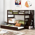 Whisen Twin-Over-Twin Bunk Bed with Trundle and Stairway Maximized Storage Space