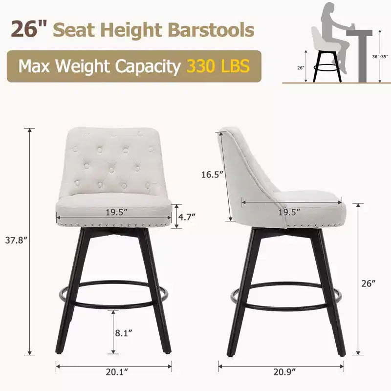 Deux tabourets de bar pivotants modernes